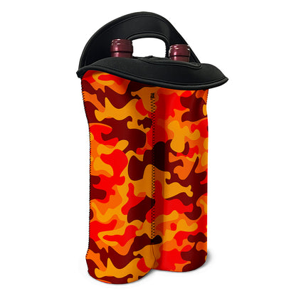 Orange Camouflage Print Double Neoprene Wine Tote
