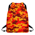 Orange Camouflage Print Drawstring Backpack