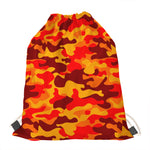 Orange Camouflage Print Drawstring Bag