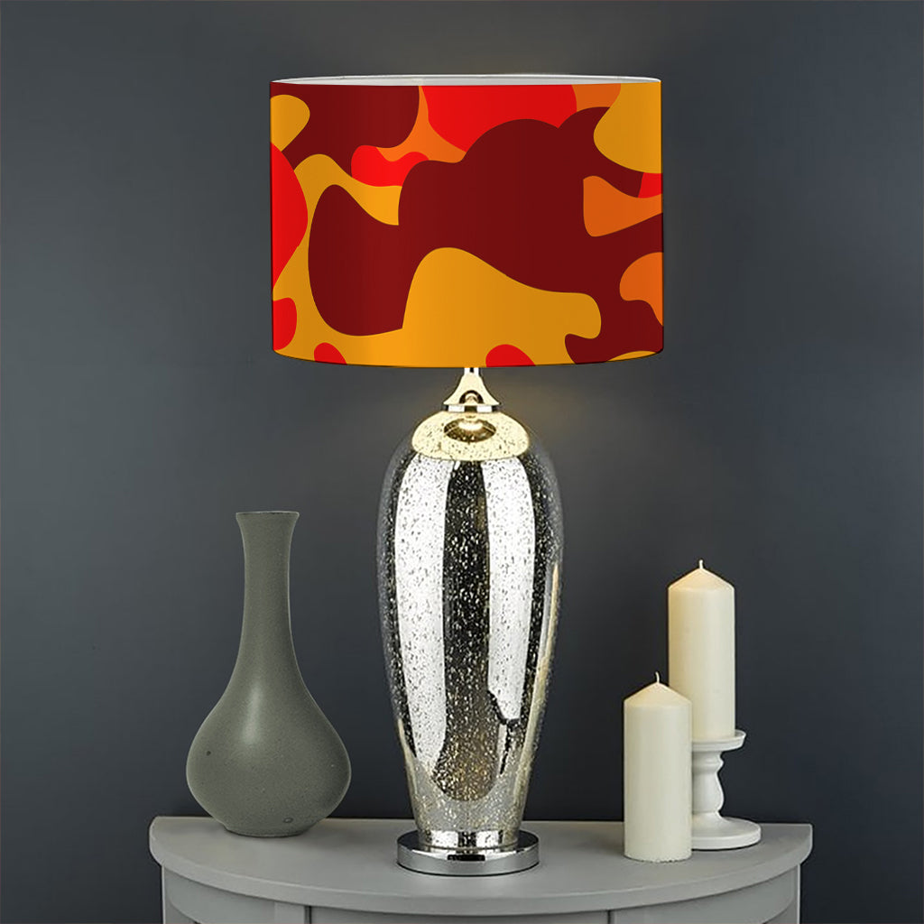 Orange Camouflage Print Drum Lamp Shade