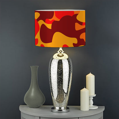 Orange Camouflage Print Drum Lamp Shade