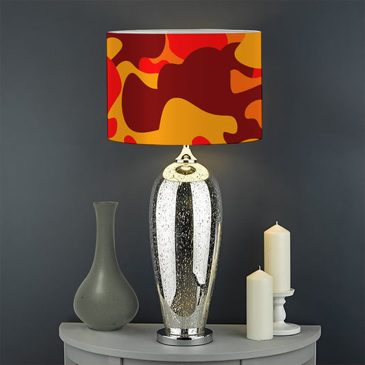 Orange Camouflage Print Drum Lamp Shade