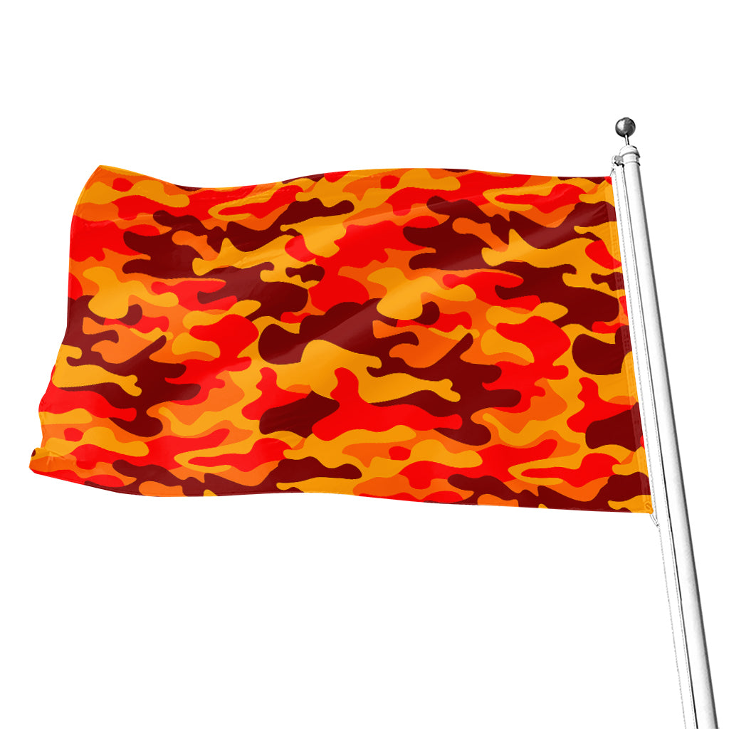 Orange Camouflage Print Flag