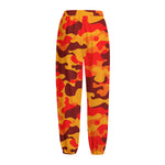 Orange Camouflage Print Fleece Lined Knit Pants
