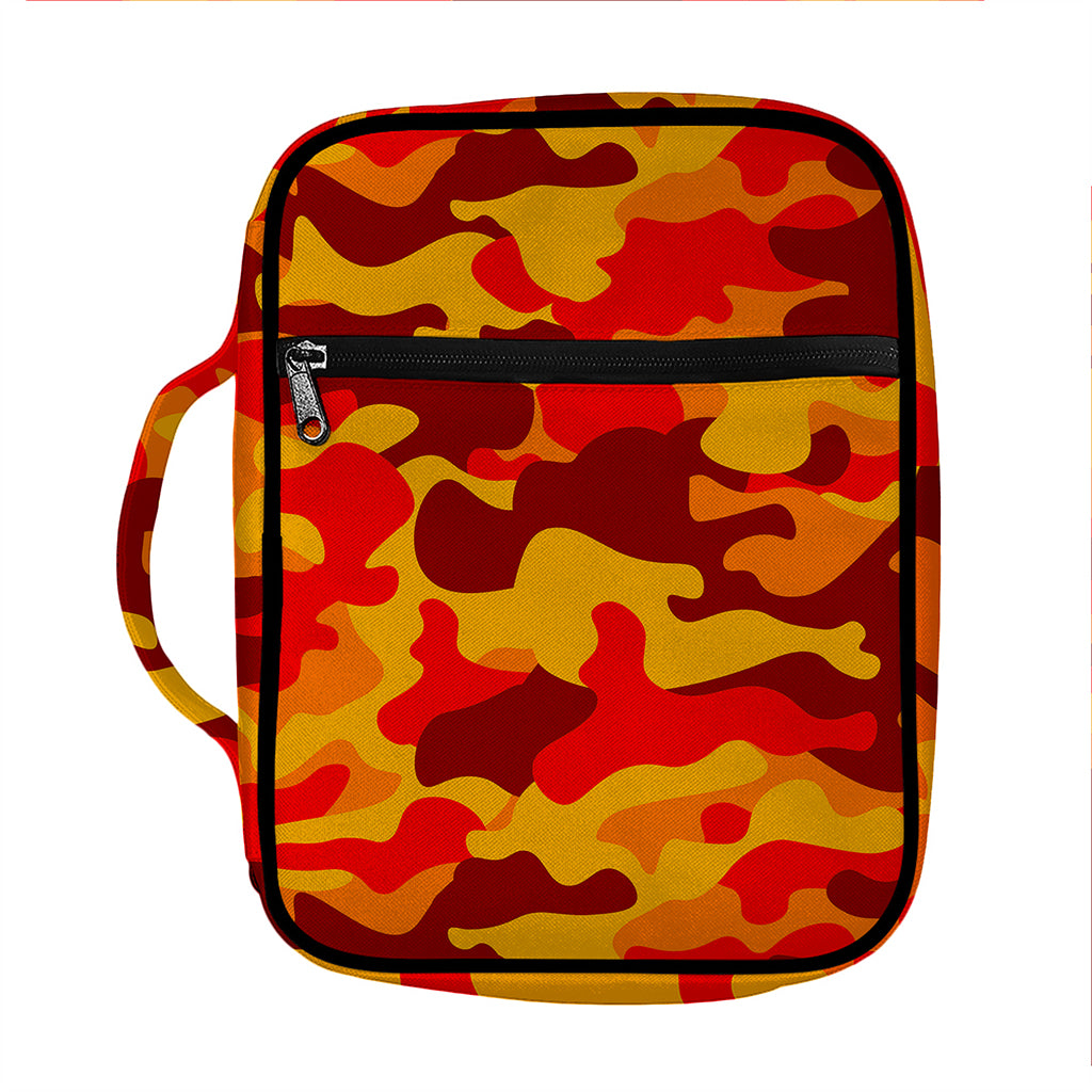 Orange Camouflage Print Front Pocket Bible Bag