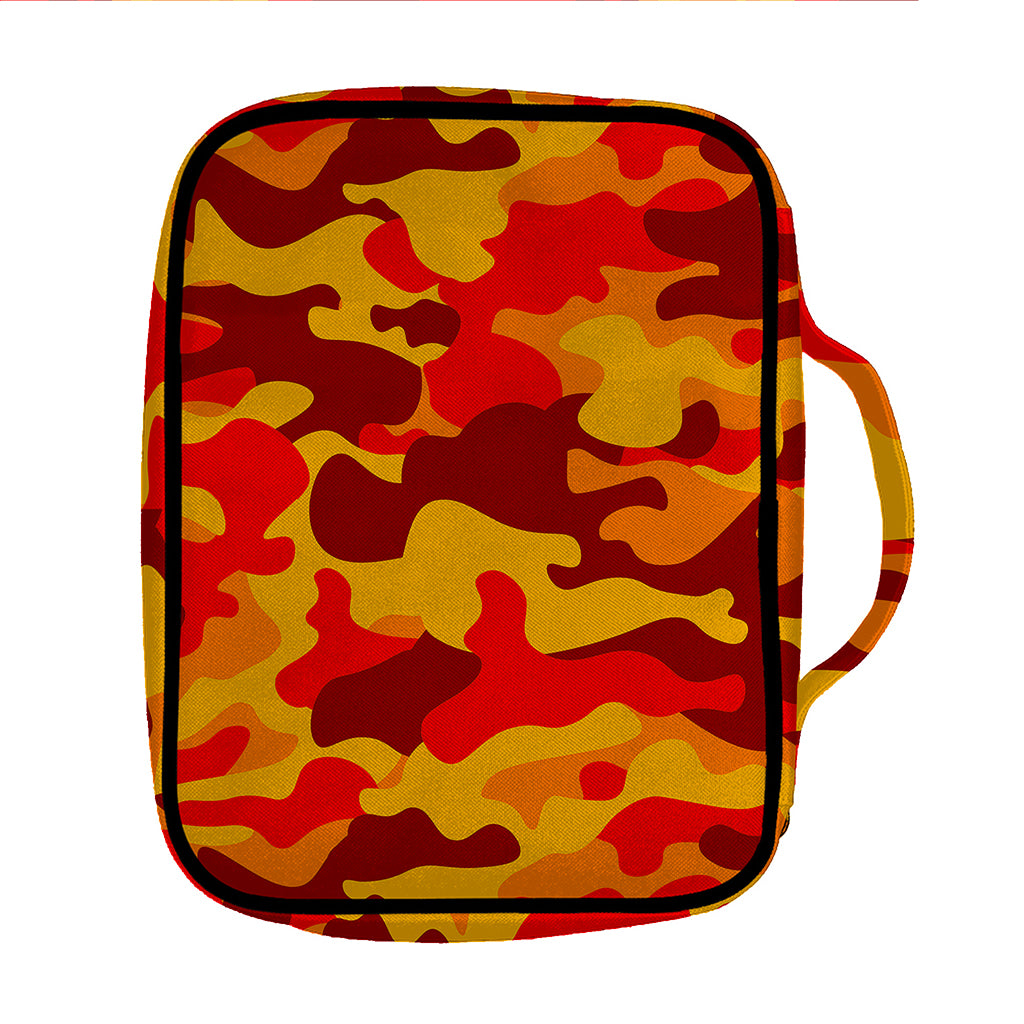 Orange Camouflage Print Front Pocket Bible Bag