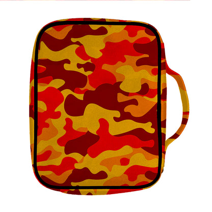Orange Camouflage Print Front Pocket Bible Bag