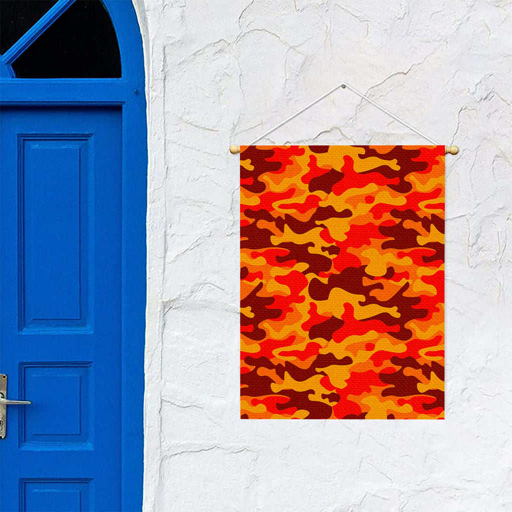 Orange Camouflage Print Garden Flag