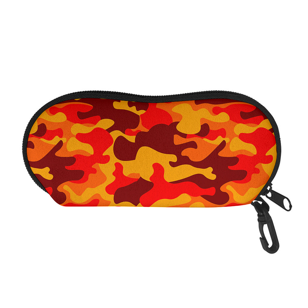 Orange Camouflage Print Glasses Case