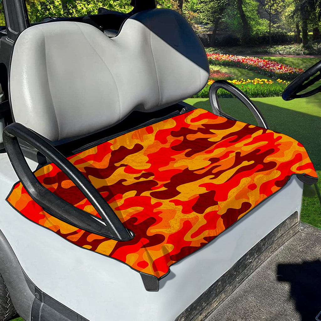 Orange Camouflage Print Golf Cart Seat Cover