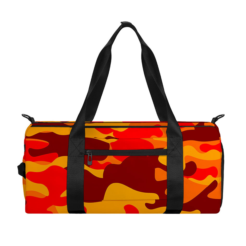 Orange Camouflage Print Gym Bag