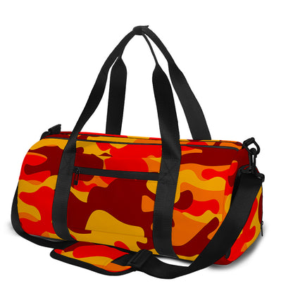 Orange Camouflage Print Gym Bag