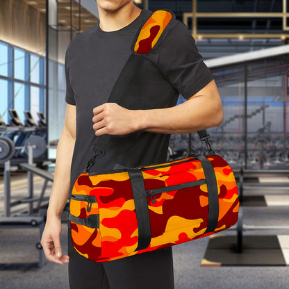 Orange Camouflage Print Gym Bag