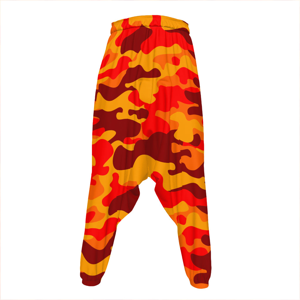 Orange Camouflage Print Hammer Pants
