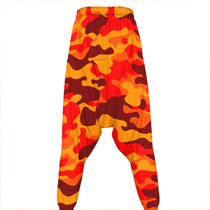 Orange Camouflage Print Hammer Pants