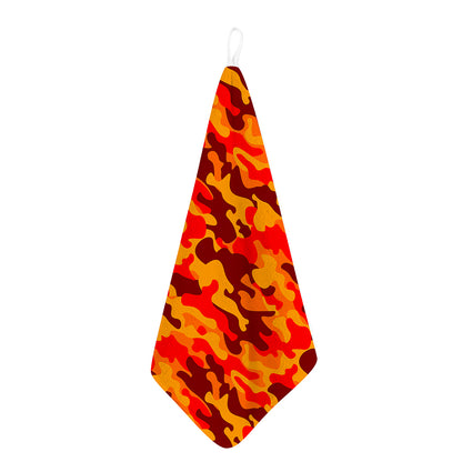 Orange Camouflage Print Hand Towel