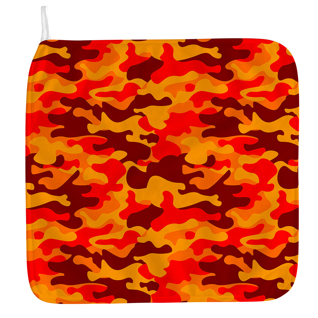 Orange Camouflage Print Hand Towel