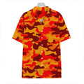 Orange Camouflage Print Hawaiian Shirt
