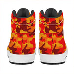 Orange Camouflage Print High Top Leather Sneakers