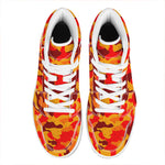 Orange Camouflage Print High Top Leather Sneakers