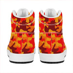 Orange Camouflage Print High Top Leather Sneakers