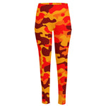 Orange Camouflage Print High-Waisted Pocket Leggings