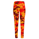 Orange Camouflage Print High-Waisted Pocket Leggings