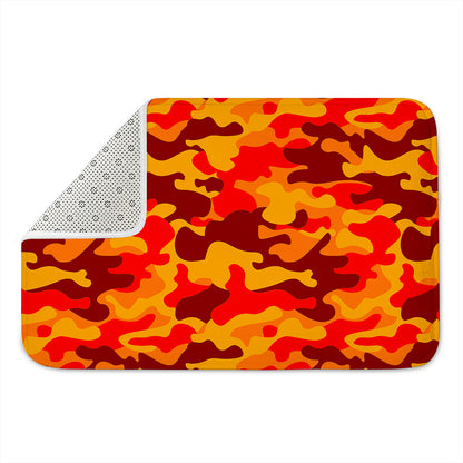 Orange Camouflage Print Indoor Door Mat