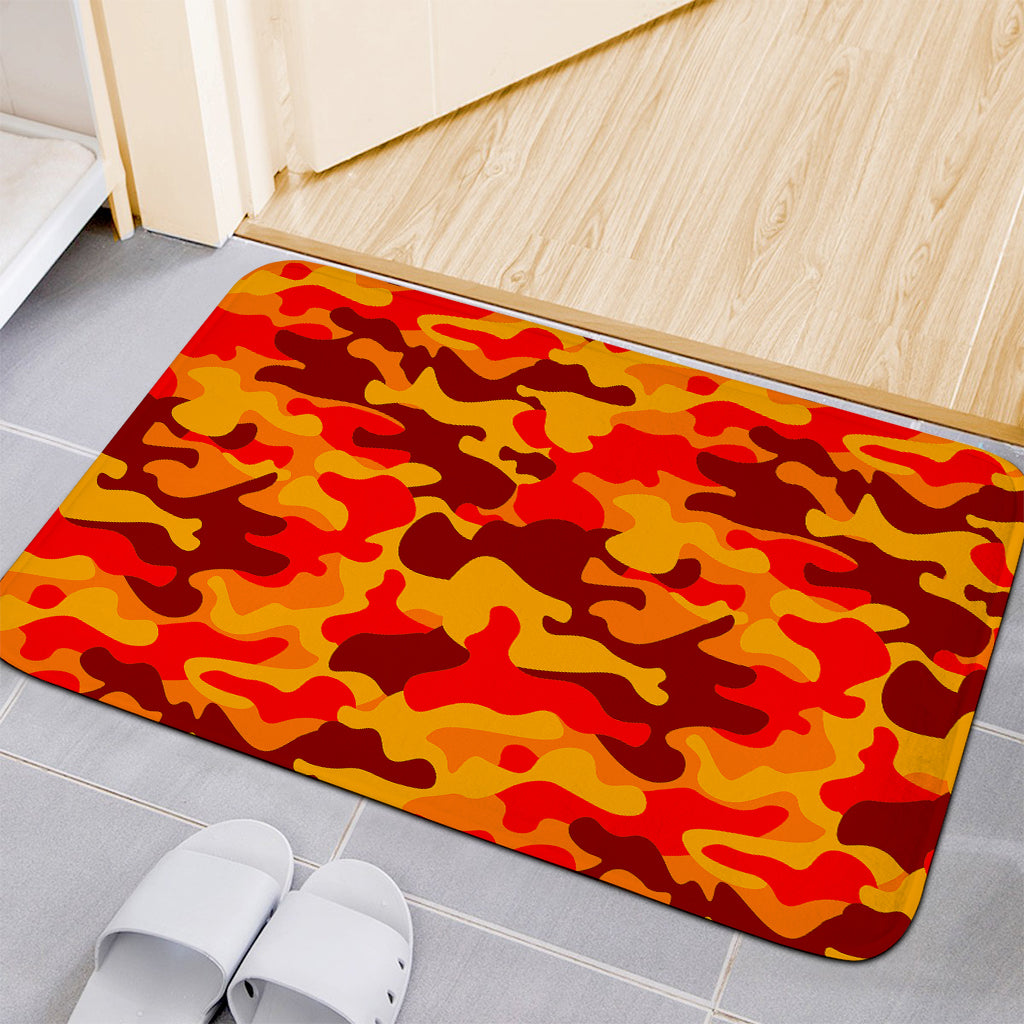 Orange Camouflage Print Indoor Door Mat
