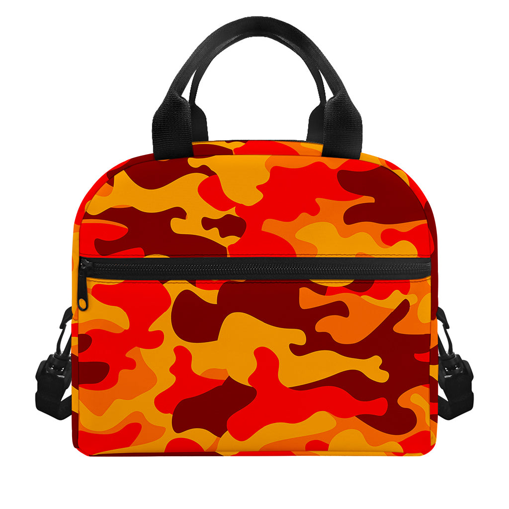Orange Camouflage Print Insulated Lunch Bag