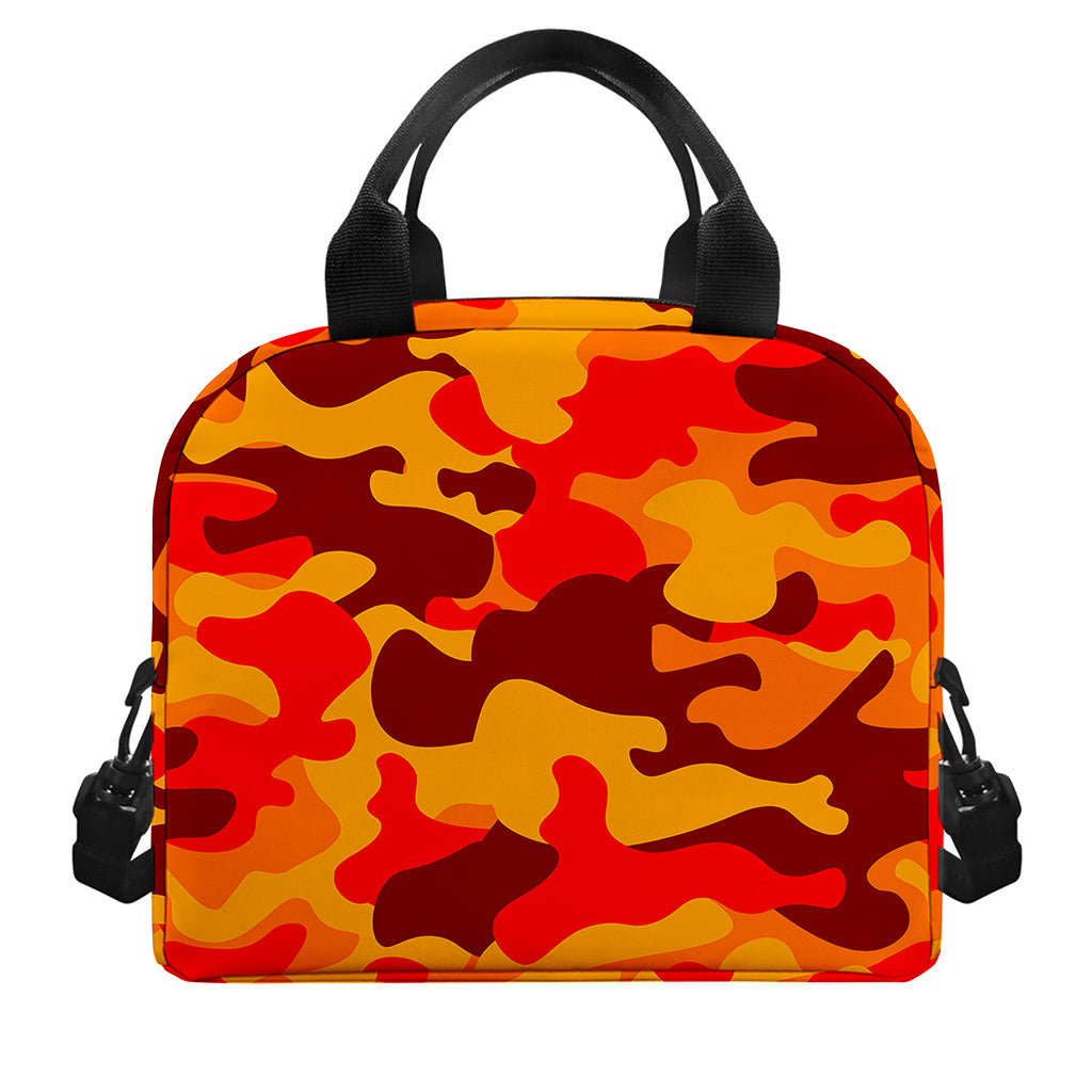 Orange Camouflage Print Insulated Lunch Bag