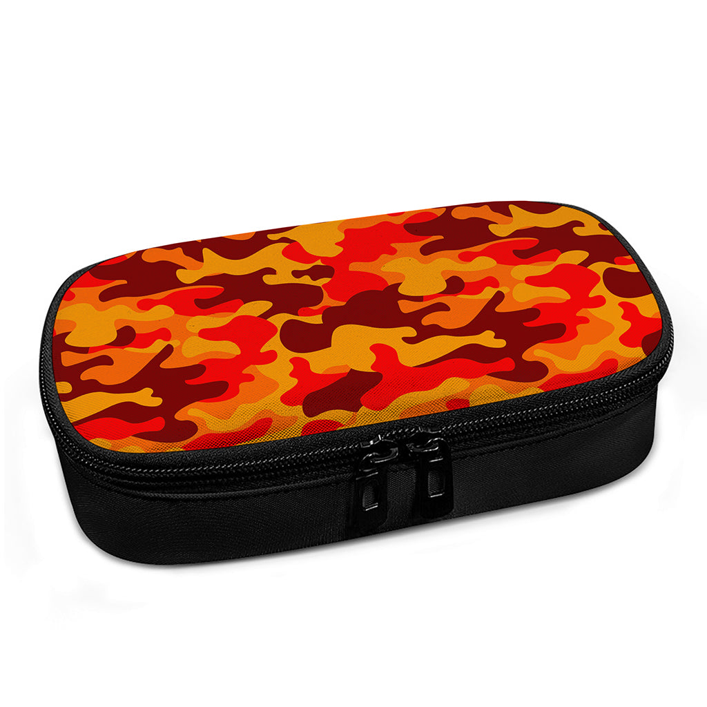 Orange Camouflage Print Insulin Cooler Travel Case
