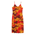 Orange Camouflage Print Jersey Midi Cami Dress
