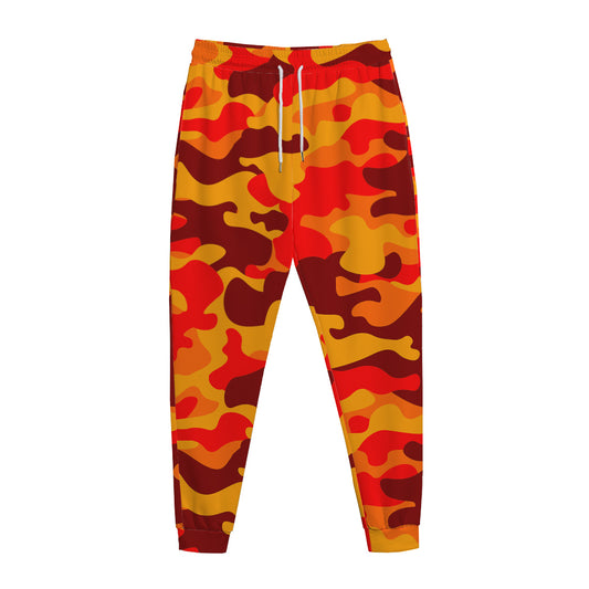 Orange Camouflage Print Jogger Pants