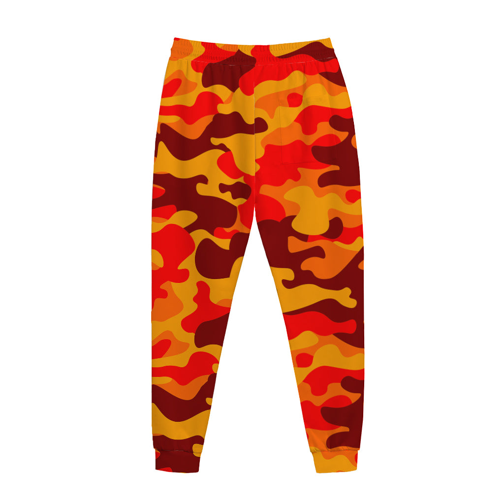 Orange Camouflage Print Jogger Pants