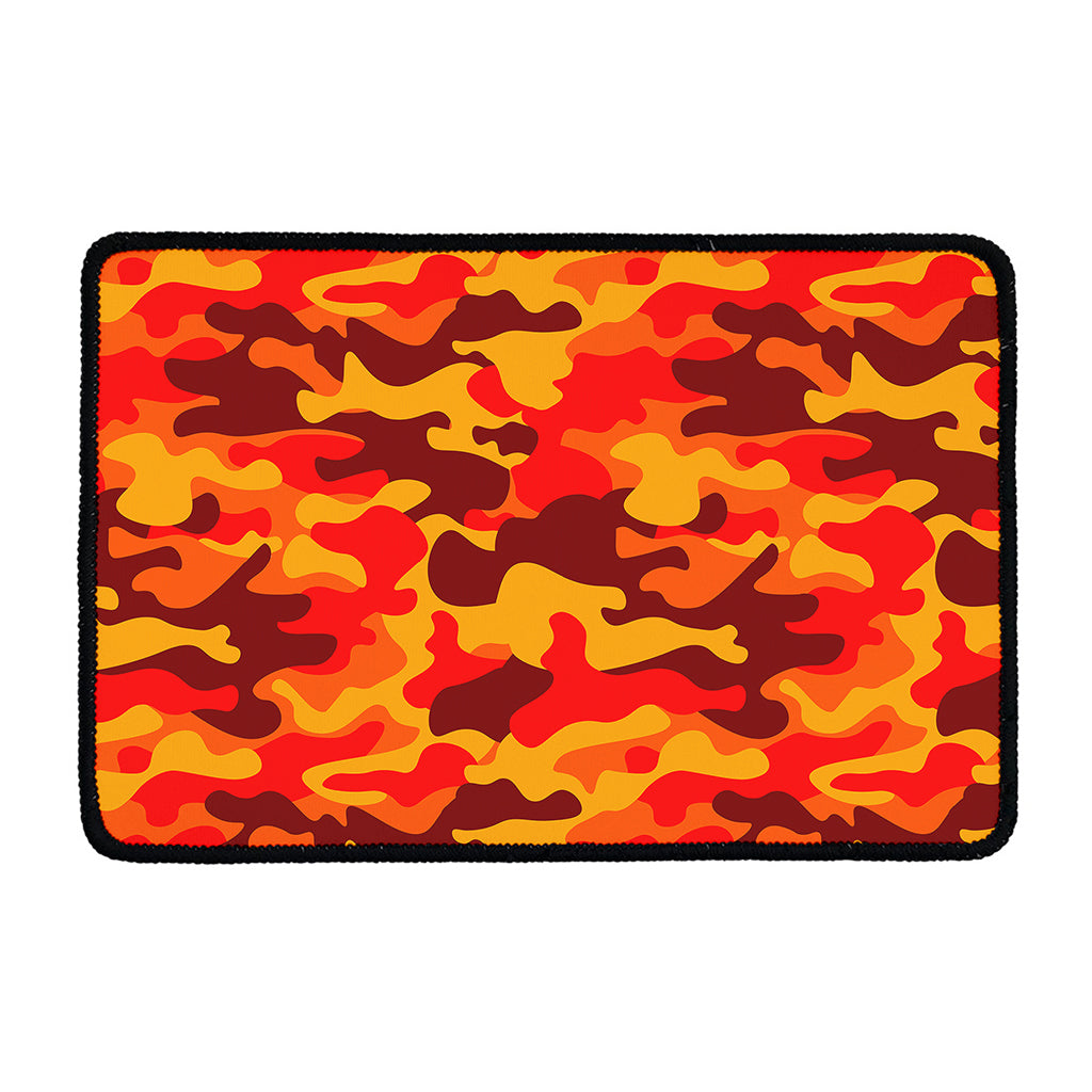 Orange Camouflage Print Kitchen Mat