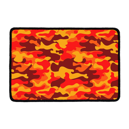 Orange Camouflage Print Kitchen Mat
