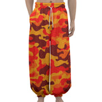 Orange Camouflage Print Lantern Pants