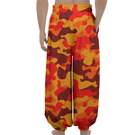 Orange Camouflage Print Lantern Pants