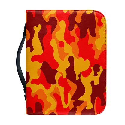 Orange Camouflage Print Leather Bible Cover