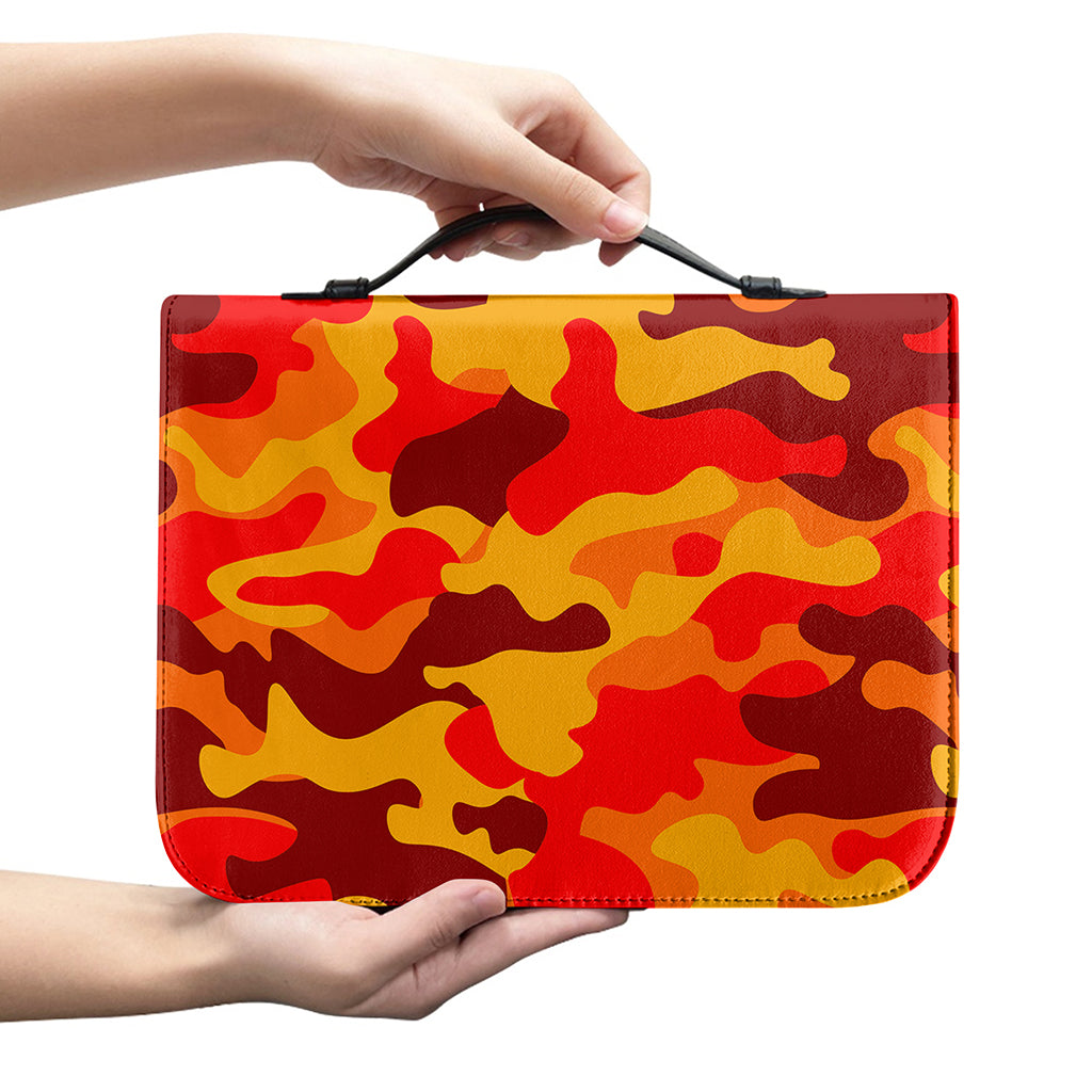 Orange Camouflage Print Leather Bible Cover