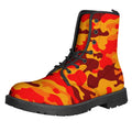 Orange Camouflage Print Lace-Up Boots