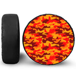 Orange Camouflage Print Leather Spare Tire Cover