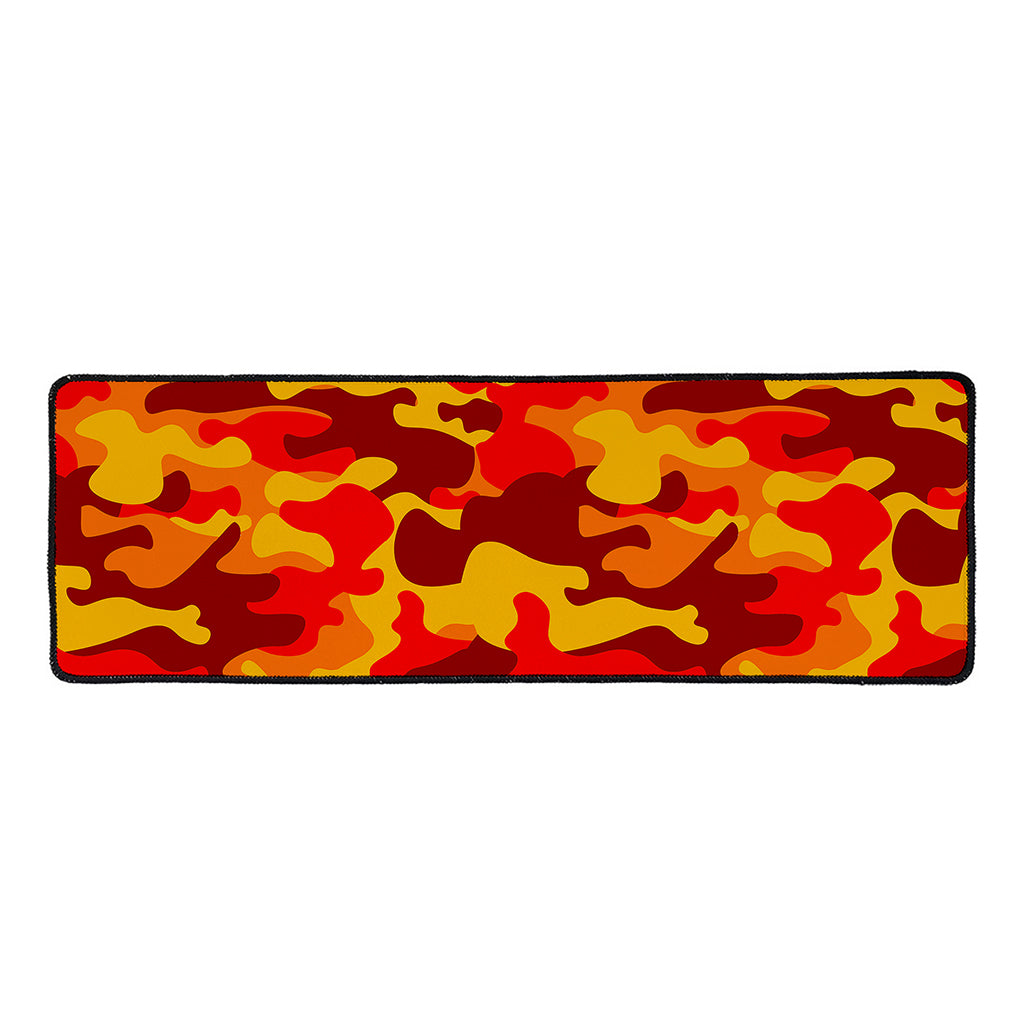 Orange Camouflage Print Long Kitchen Mat
