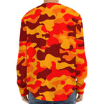 Orange Camouflage Print Long Sleeve Baseball Jersey