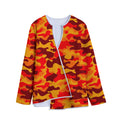 Orange Camouflage Print Long Sleeve Short Coat