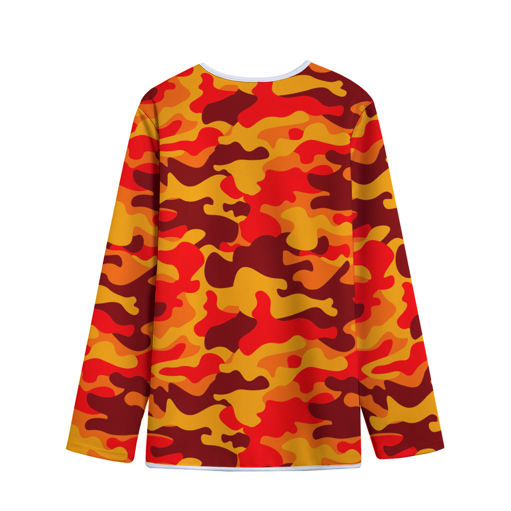 Orange Camouflage Print Long Sleeve Short Coat