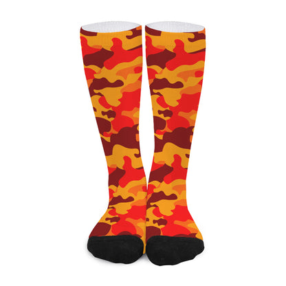 Orange Camouflage Print Long Socks