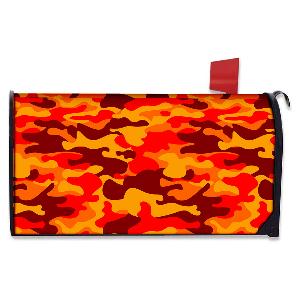 Orange Camouflage Print Mailbox Cover