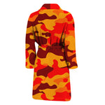 Orange Camouflage Print Men's Bathrobe